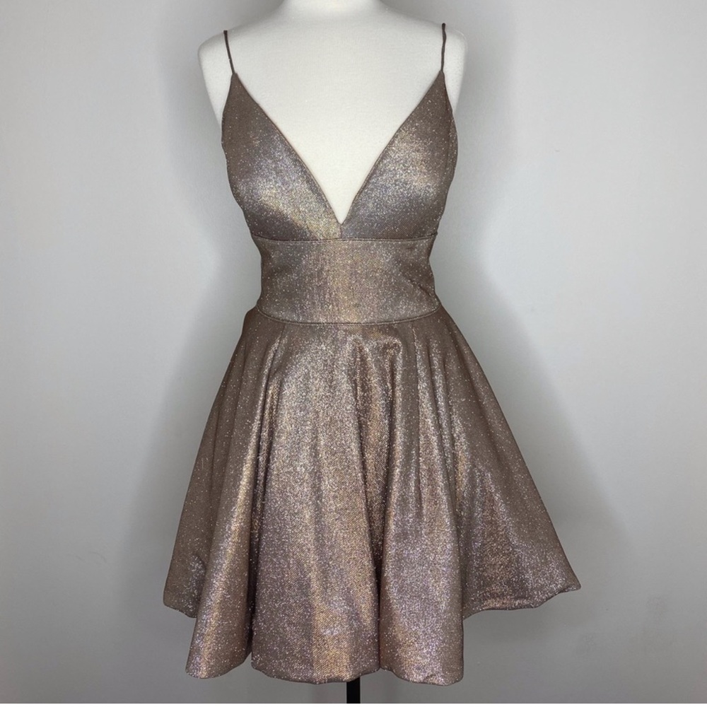 Sherri Hill Cocktail/ homecoming dress #52955 Blush Champagne A-line Sparkles